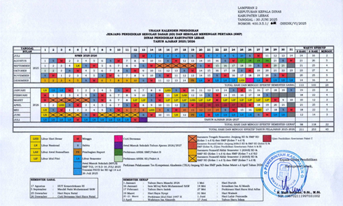 Kalender Pendidikan Kabupaten Lebak Tahun Pelajaran 2025-2026